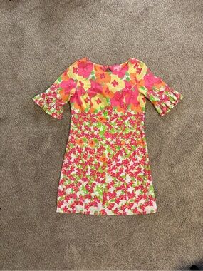 Lilly Pulitzer Pink, Lime & Orange Floral Shift Dress